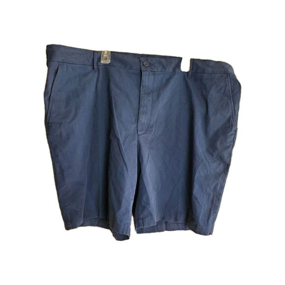 Izod Shorts Mens 52 Navy Blue Flat Front Chino Cotton Stretch 10.5” Inseam NWT - Picture 1 of 9